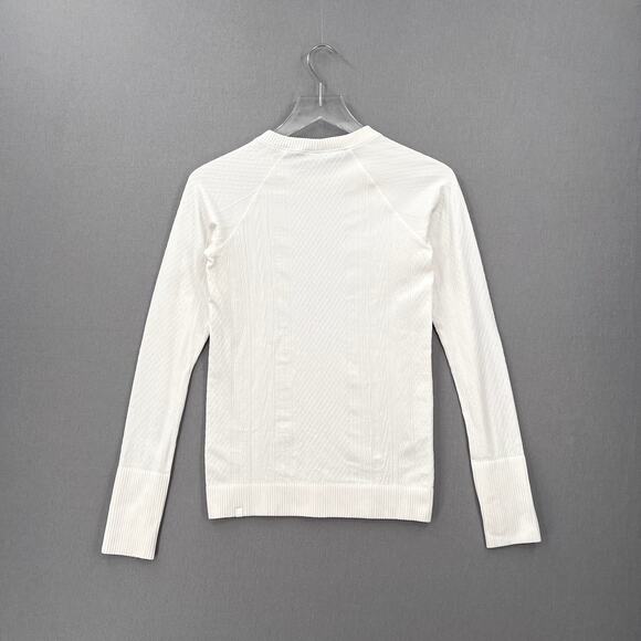 LULULEMON Rest Less Pullover Top Womens 4 White Long Sleeve Crew Neck Cable - Picture 2 of 13